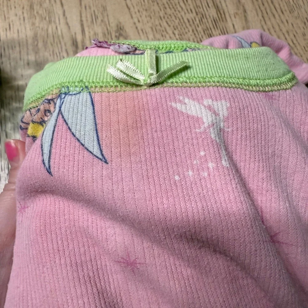 Disney Large Pink Green‎ Long Sleeve Tinkerbell Pajama Set Sleepwear Loungewear
